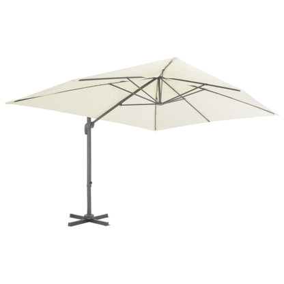 vidaXL Parasol avec support de parasol portable blanc sable