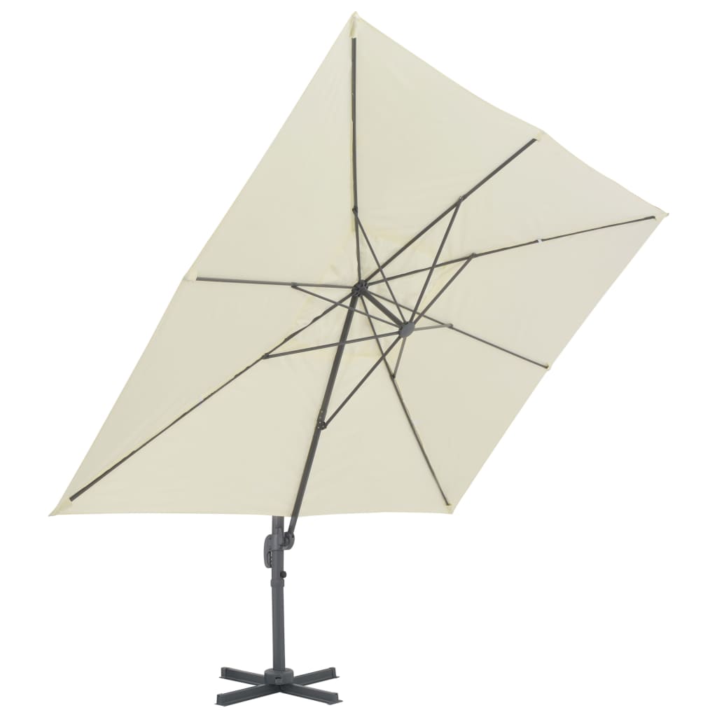 vidaXL Parasol avec support de parasol portable blanc sable