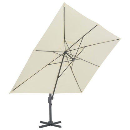 vidaXL Parasol avec support de parasol portable blanc sable
