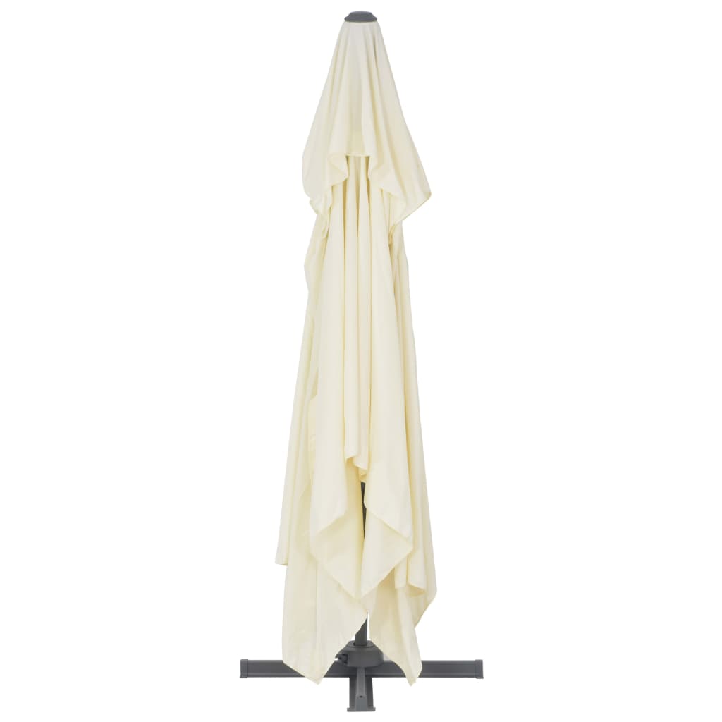 vidaXL Parasol avec support de parasol portable blanc sable