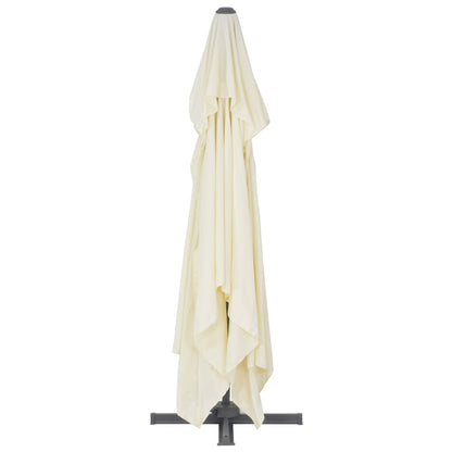 vidaXL Parasol avec support de parasol portable blanc sable
