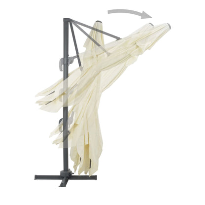 vidaXL Parasol avec support de parasol portable blanc sable