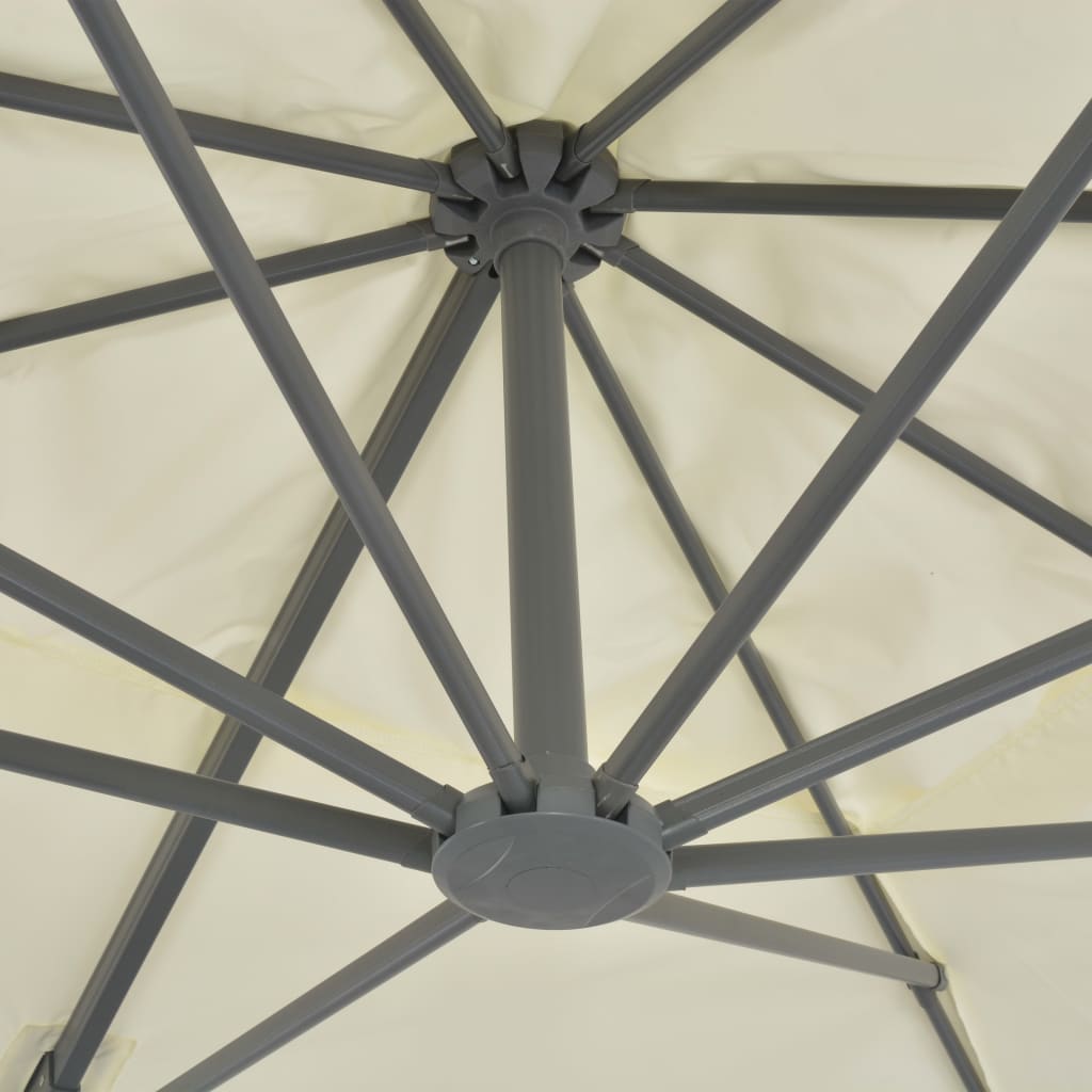 vidaXL Parasol avec support de parasol portable blanc sable