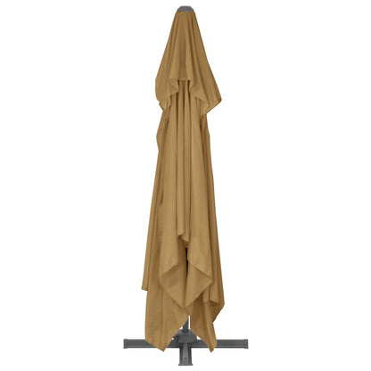 vidaXL Parasol avec support de parasol portable Taupe