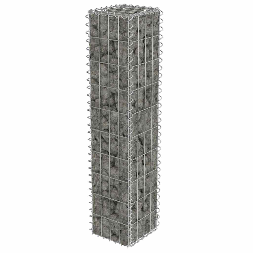 vidaXL Mur de gabion avec couvercle Acier galvanisé 20 × 20 × 100 cm