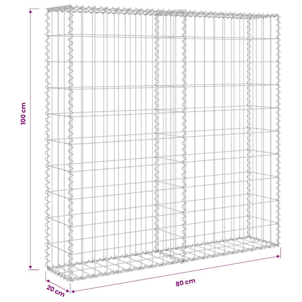 vidaXL Mur de gabion avec couvercle Acier galvanisé 80×20×100 cm
