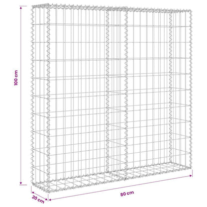 vidaXL Mur de gabion avec couvercle Acier galvanisé 80×20×100 cm