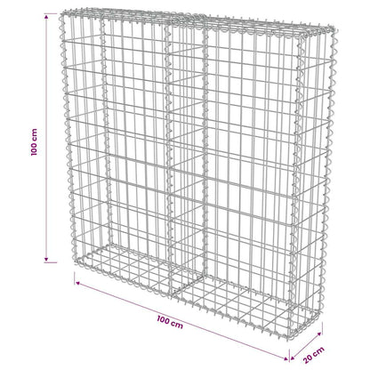 vidaXL Mur de gabions avec couvercle Acier galvanisé 100 x 20 x 100 cm