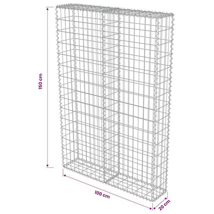 vidaXL Mur de gabions avec couvercle Acier galvanisé 100x20x150 cm