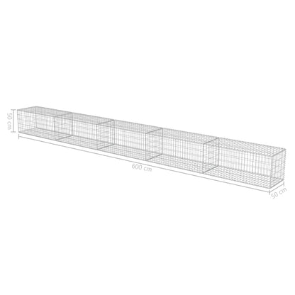 vidaXL Mur de gabions avec couvercle Acier galvanisé 600×50×50 cm