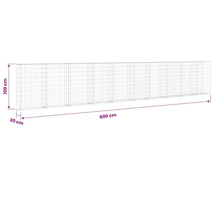 vidaXL Mur de gabions avec couvercle Acier galvanisé 600×30×100 cm