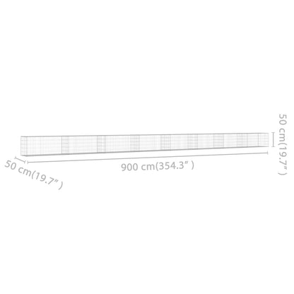 vidaXL Mur gabion avec couvercle Acier galvanisé 900×50×50 cm