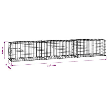 vidaXL Mur de gabions avec couvercle 300x50x50 cm Acier galvanisé
