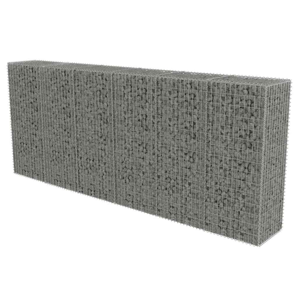 vidaXL Mur de gabions avec couvercle en acier galvanisé 300 × 50 × 150 cm