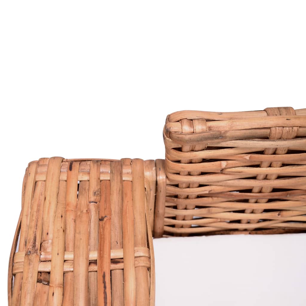 vidaXL 2-tlg. Gartensofas mit Polster Natürliches Rattan