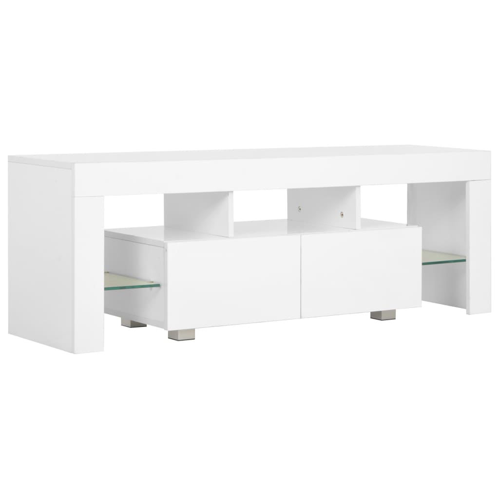 vidaXL Meuble TV avec lumières LED Blanc brillant 130x35x45 cm