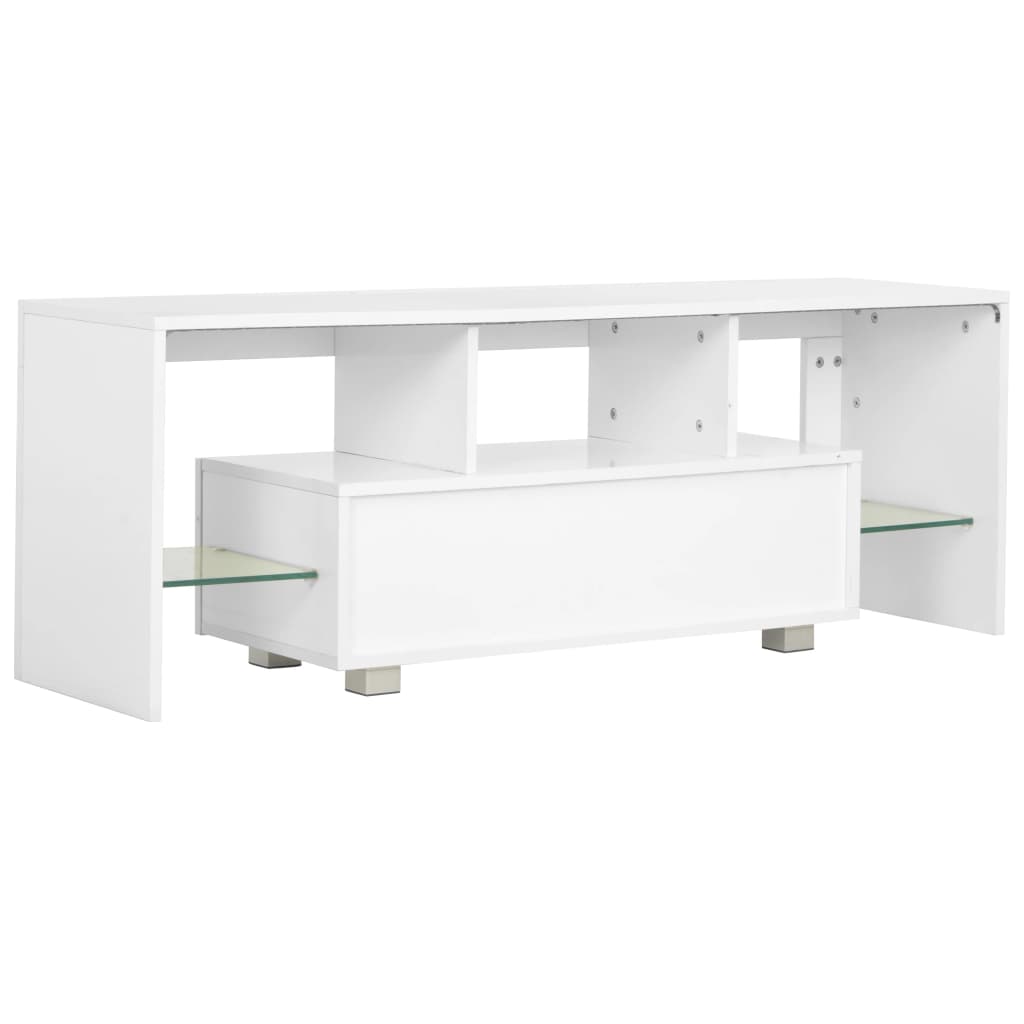vidaXL Meuble TV avec lumières LED Blanc brillant 130x35x45 cm