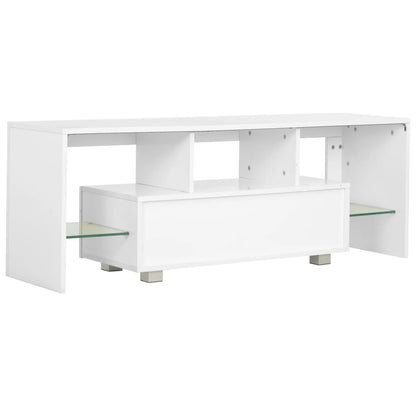 vidaXL Meuble TV avec lumières LED Blanc brillant 130x35x45 cm