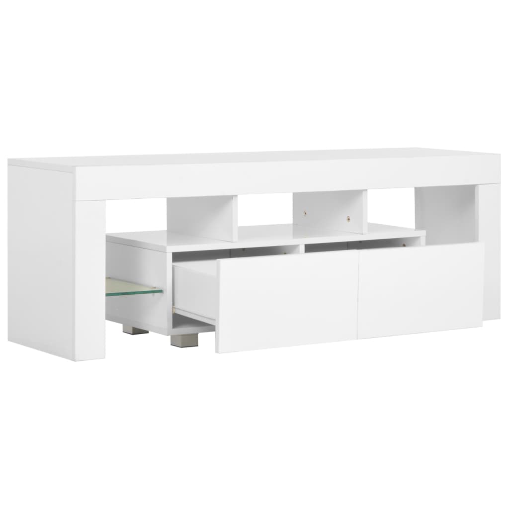 vidaXL Meuble TV avec lumières LED Blanc brillant 130x35x45 cm