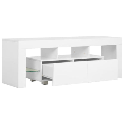 vidaXL Meuble TV avec lumières LED Blanc brillant 130x35x45 cm