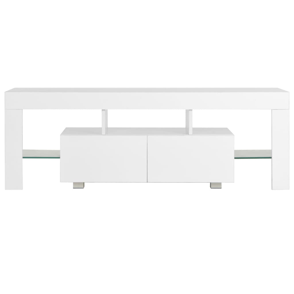 vidaXL Meuble TV avec lumières LED Blanc brillant 130x35x45 cm