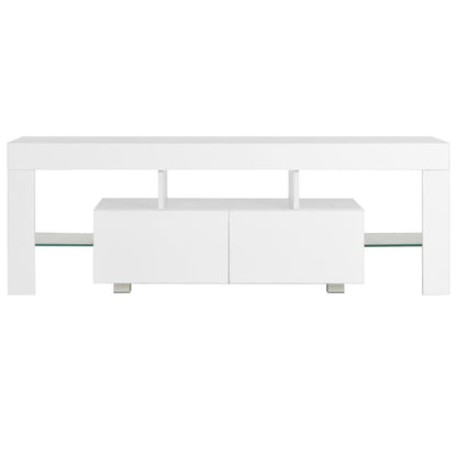 vidaXL Meuble TV avec lumières LED Blanc brillant 130x35x45 cm