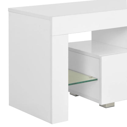 vidaXL Meuble TV avec lumières LED Blanc brillant 130x35x45 cm