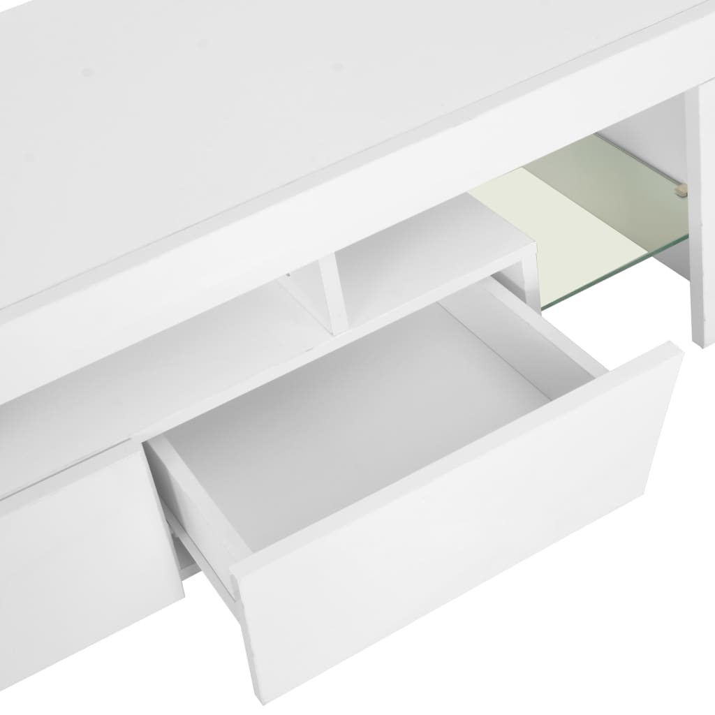 vidaXL Meuble TV avec lumières LED Blanc brillant 130x35x45 cm
