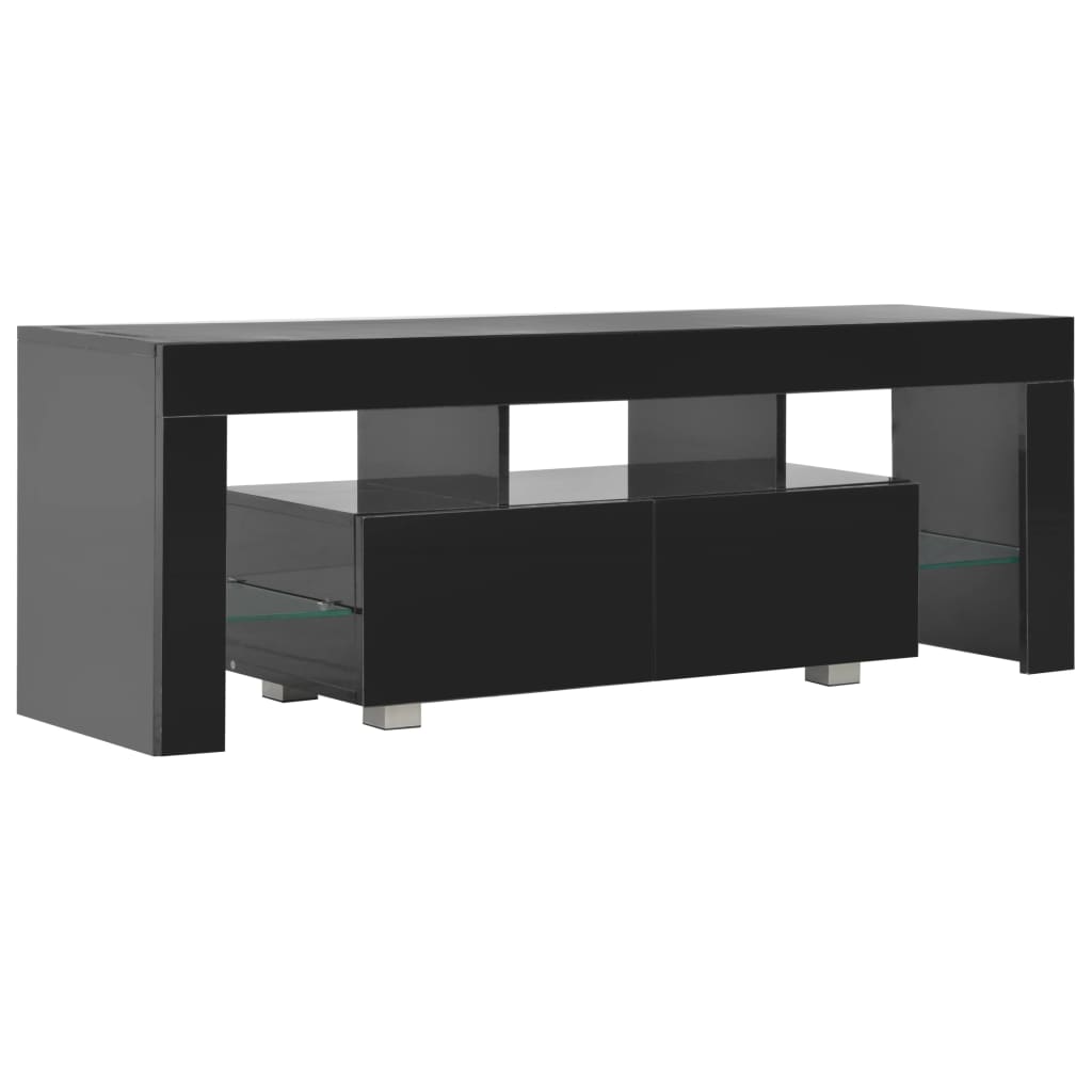 Meuble TV vidaXL avec lumières LED noir brillant 130x35x45 cm