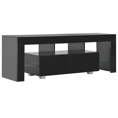 Meuble TV vidaXL avec lumières LED noir brillant 130x35x45 cm