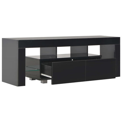 Meuble TV vidaXL avec lumières LED noir brillant 130x35x45 cm