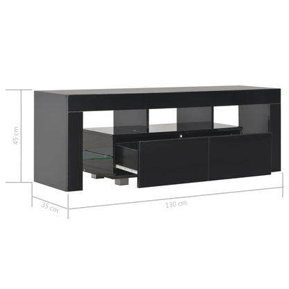 Meuble TV vidaXL avec lumières LED noir brillant 130x35x45 cm