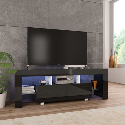 Meuble TV vidaXL avec lumières LED noir brillant 130x35x45 cm