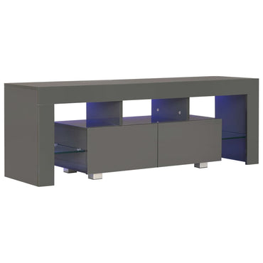 vidaXL Meuble TV avec lumières LED gris brillant 130x35x45 cm