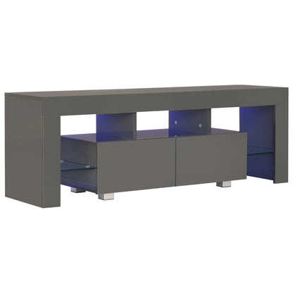 vidaXL Meuble TV avec lumières LED gris brillant 130x35x45 cm