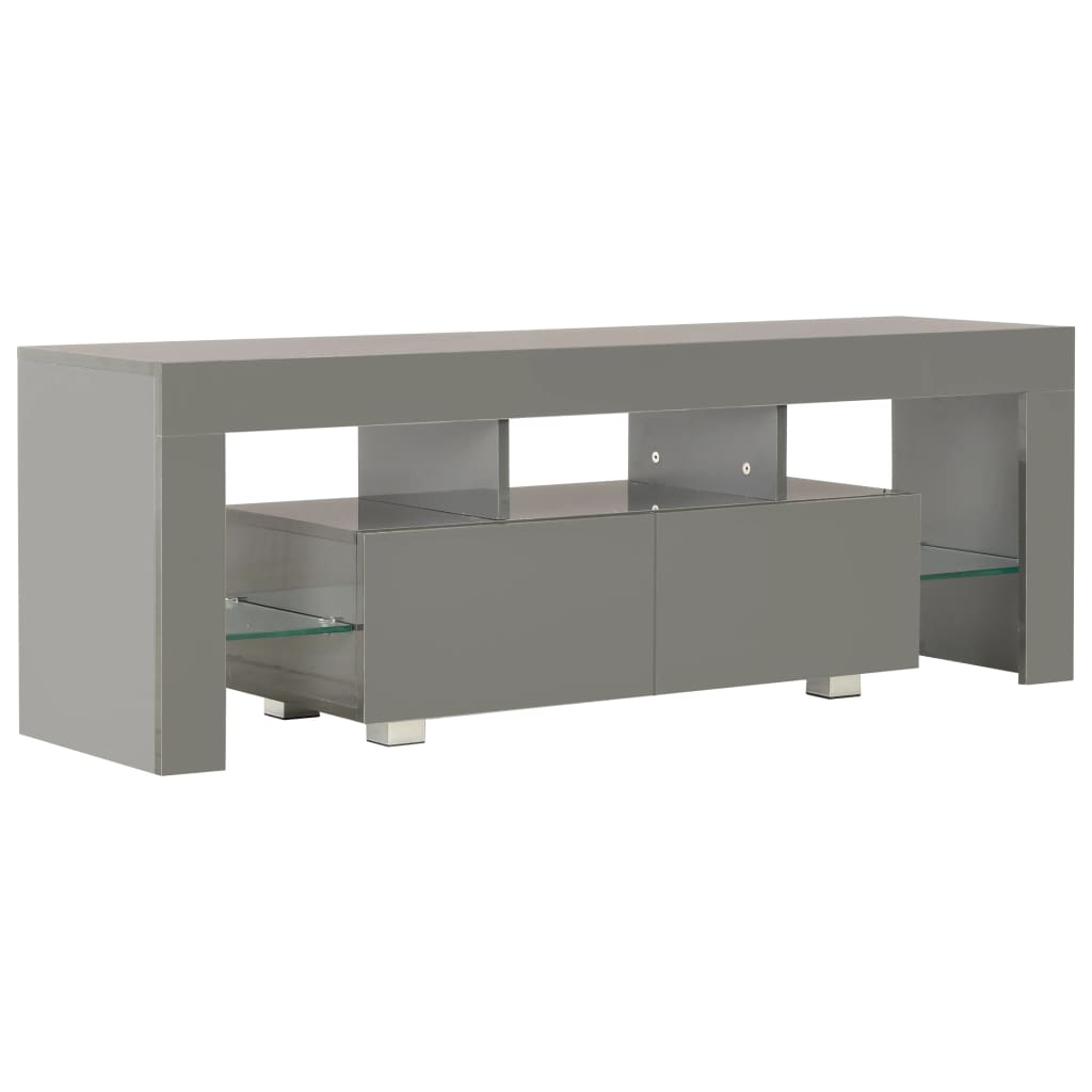 vidaXL Meuble TV avec lumières LED gris brillant 130x35x45 cm