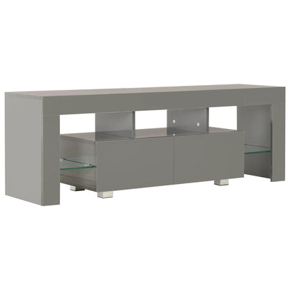 vidaXL Meuble TV avec lumières LED gris brillant 130x35x45 cm