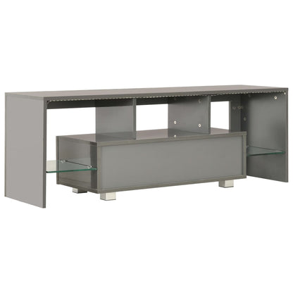 vidaXL Meuble TV avec lumières LED gris brillant 130x35x45 cm