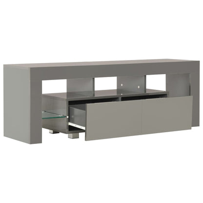vidaXL Meuble TV avec lumières LED gris brillant 130x35x45 cm