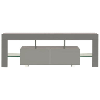 vidaXL Meuble TV avec lumières LED gris brillant 130x35x45 cm
