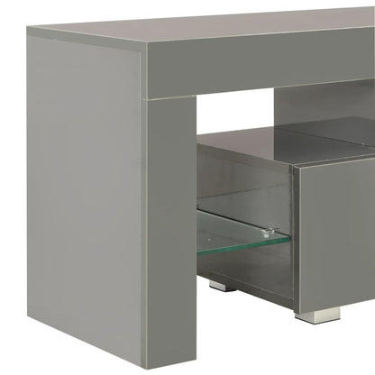 vidaXL Meuble TV avec lumières LED gris brillant 130x35x45 cm