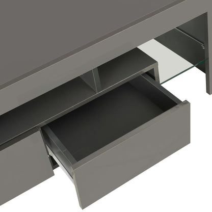 vidaXL Meuble TV avec lumières LED gris brillant 130x35x45 cm