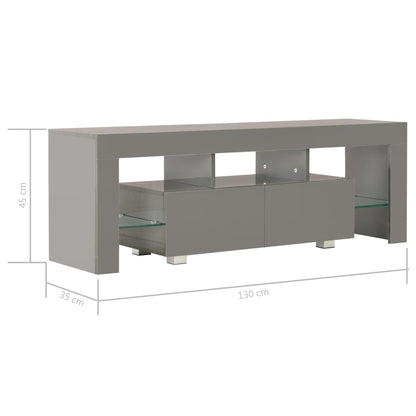 vidaXL Meuble TV avec lumières LED gris brillant 130x35x45 cm