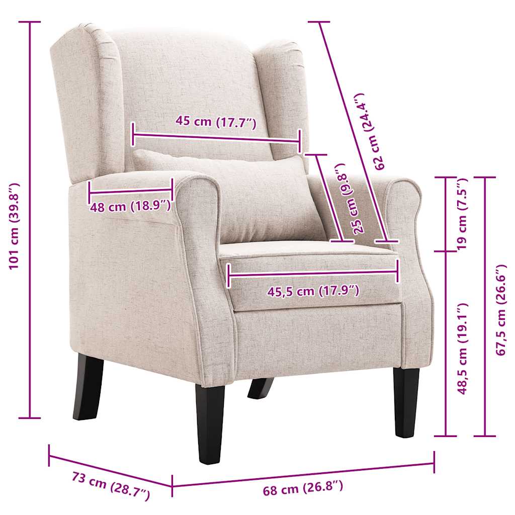 vidaXL Sessel Beige Stoff