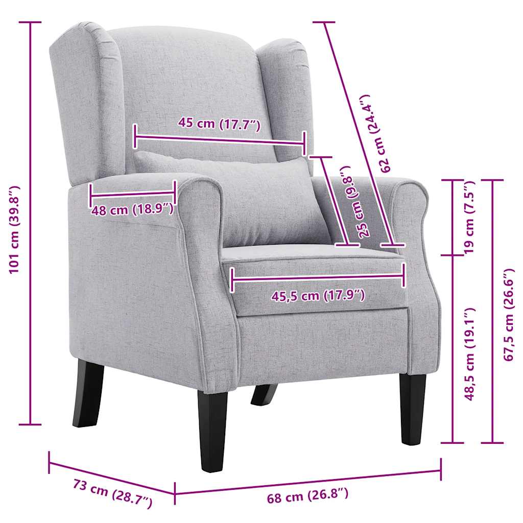 vidaXL Sessel Hellgrau Stoff