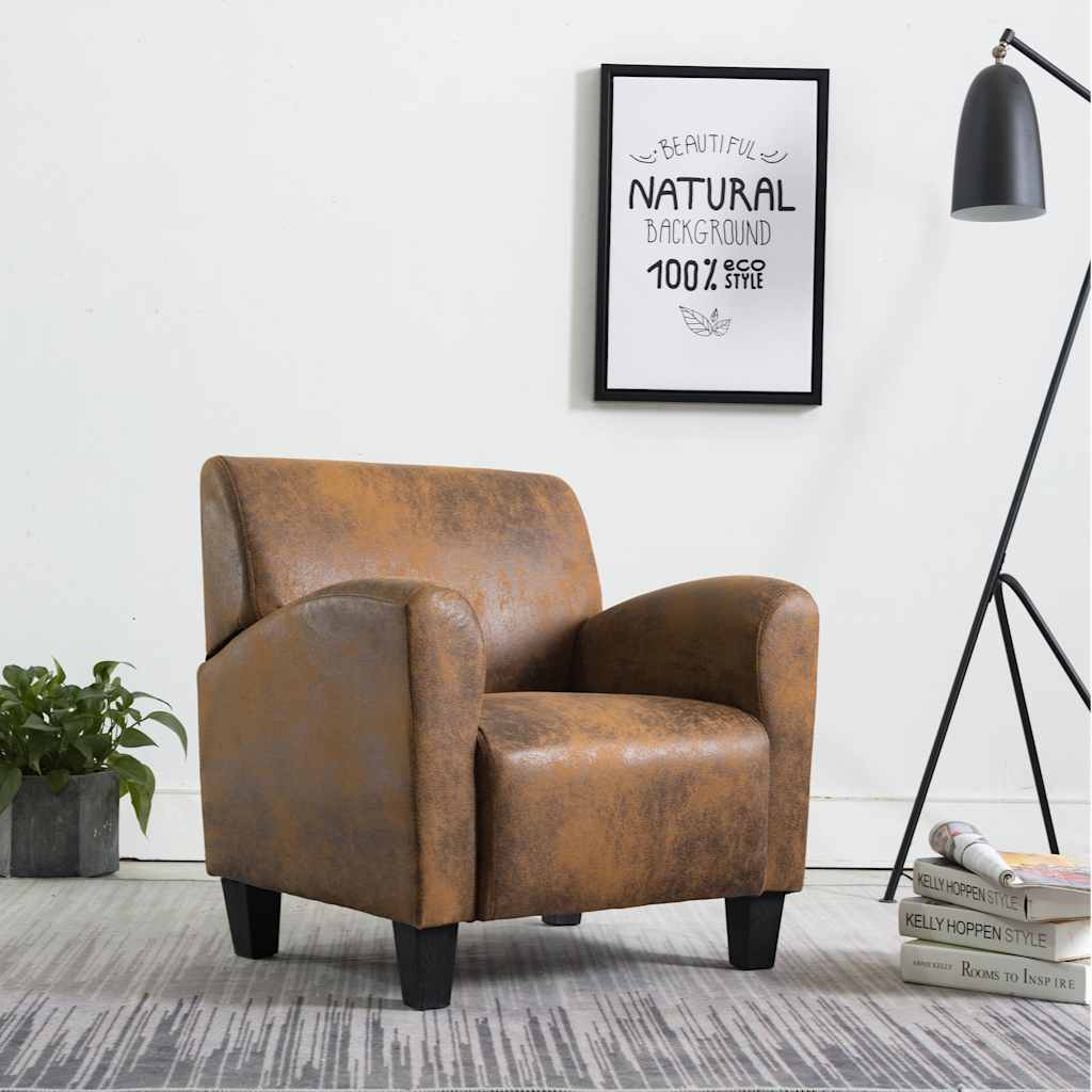 vidaXL Sofasessel Braun 70x69x72 cm Wildlederimitat