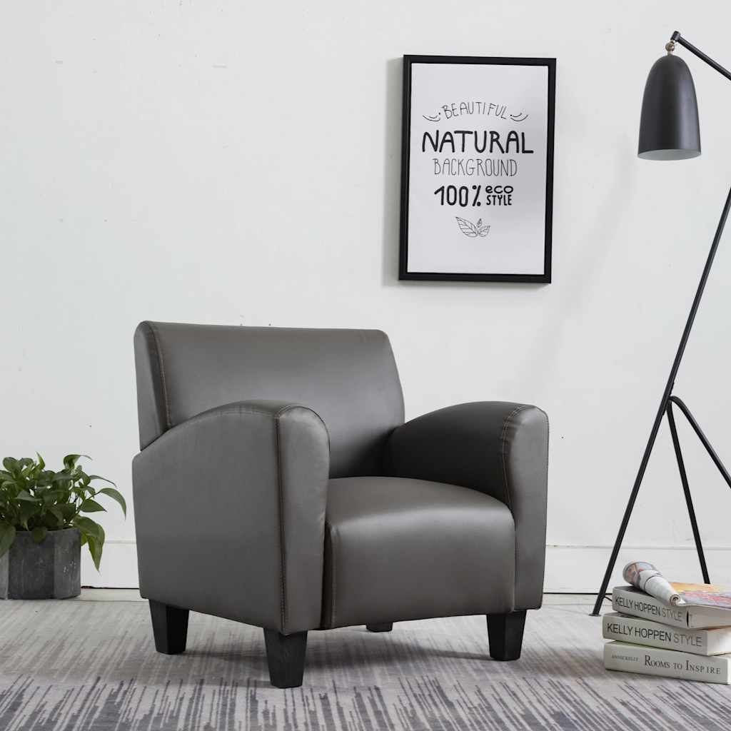 vidaXL Sessel Grau Kunstleder