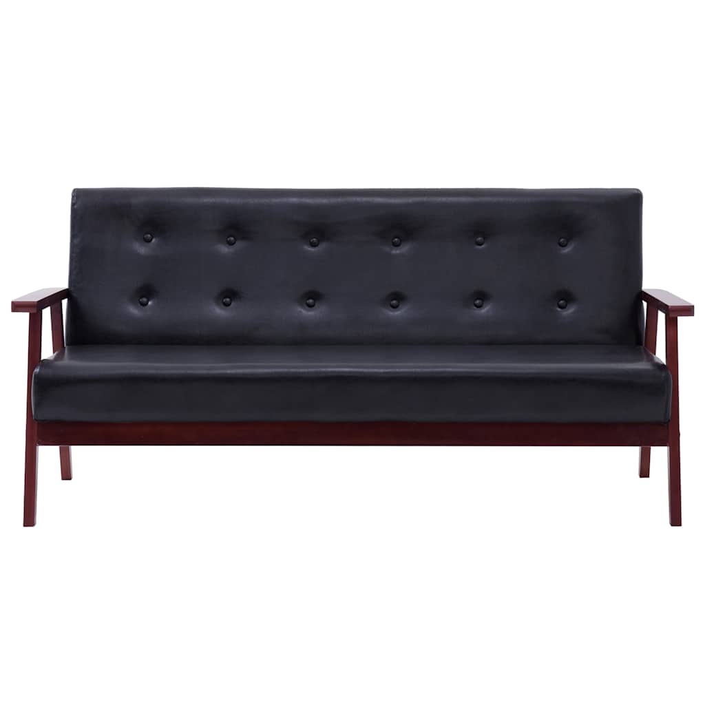 vidaXL Sofa 3-Sitzer Schwarz Kunstleder