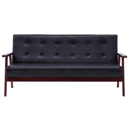 vidaXL Sofa 3-Sitzer Schwarz Kunstleder