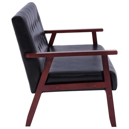 vidaXL Sofa 3-Sitzer Schwarz Kunstleder